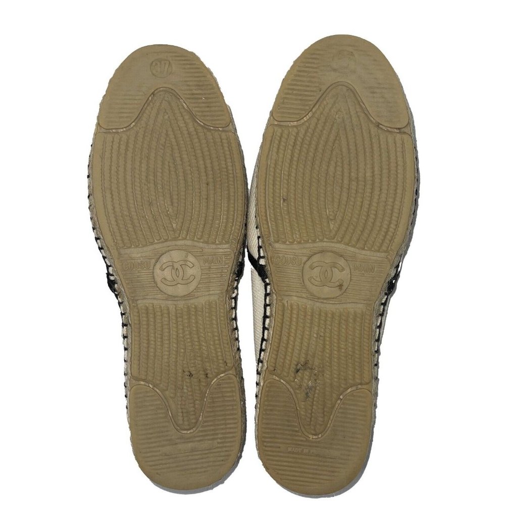 CHANEL - 10B Camellia Flower Espadrilles - Ivory, Black - 37- US 7 - Picture 5 of 13